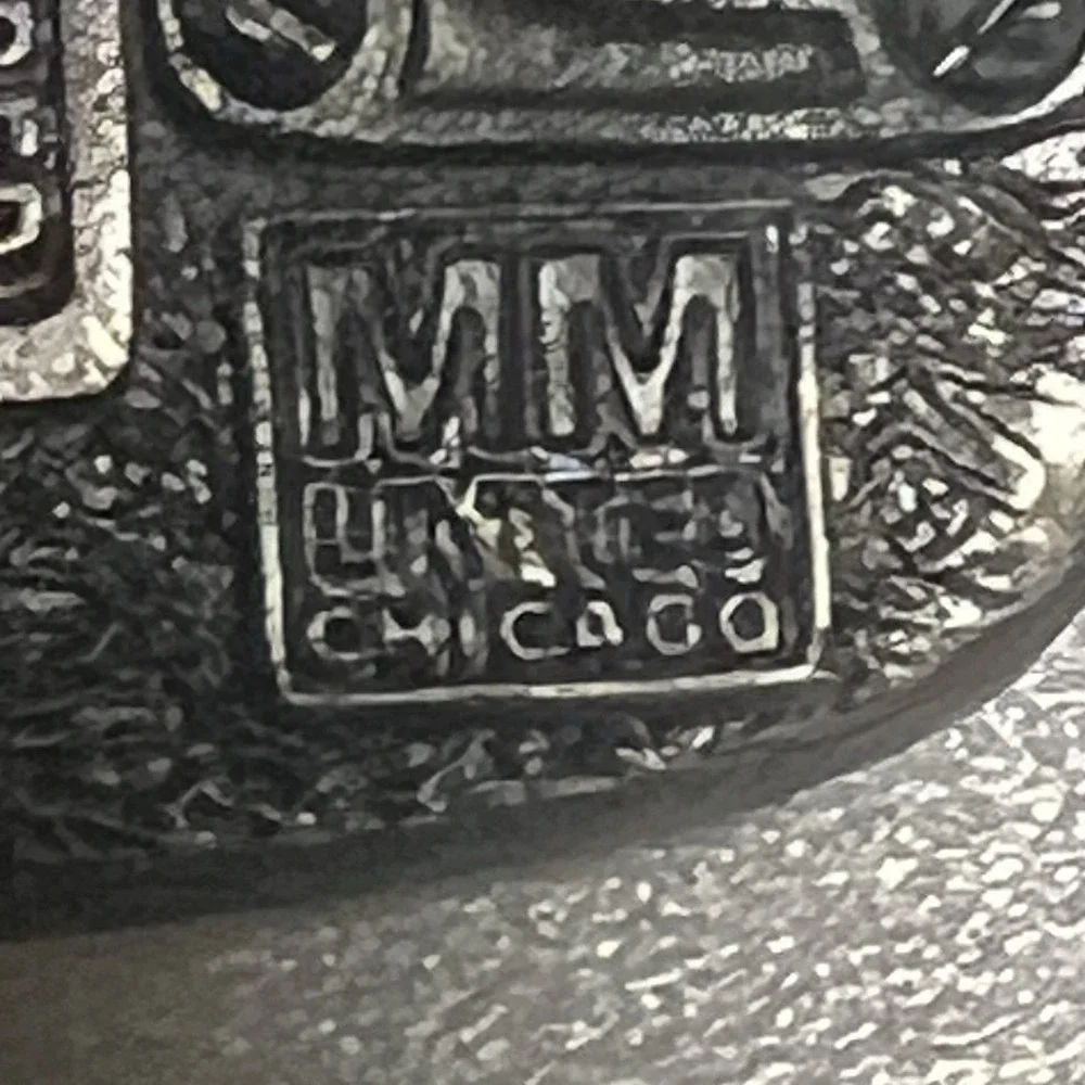 Vintage MM United Chicago Fire Truck Belt Buckle Solid Metal USA 1983 D1341